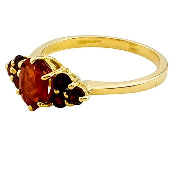 18ct Gold Sapphire/Garnet Ring size S